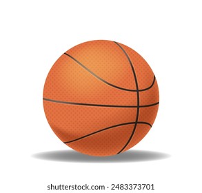 Orange Basketball Isolated On White Background. Realistic 3d Vector Image Represents Sports, Fitness, Leisure Activities