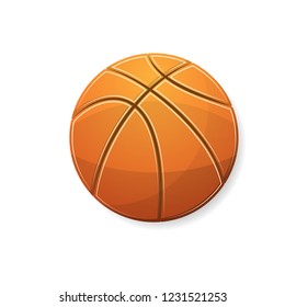 Orange basketball symbol with shadow isolate on white background