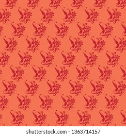 Orange Batik Motif with Flower Pattern