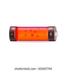 orange battery full power level symbol. Vector mobile element illustration
