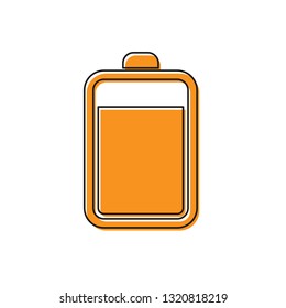 Orange Battery icon isolated on white background. Vector Illustration