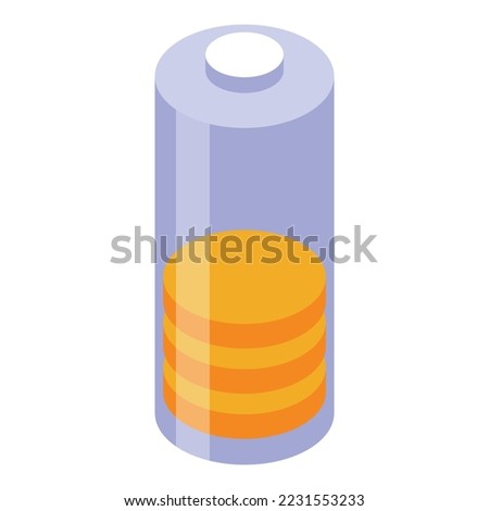 Orange battery icon isometric vector. Power energy. Empty cell