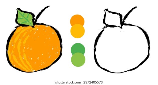 Orange to be colored. Coloring book crayon for children.