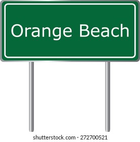 Orange Beach, Alabama, road sign green vector illustration, road table, USA city