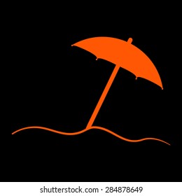 Orange  beach icon on a black background