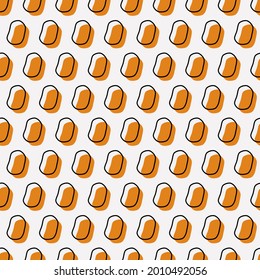 Orangefarbene Bohnen und weißer Hintergrund - Tapete. Vektor und nahtlos wiederholte Bohnen.