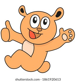 orange bear with happy face. doodle icon image. cartoon caharacter cute doodle draw
