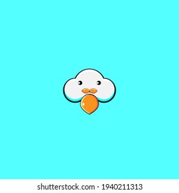 Orange beard cute cloud character illustration design