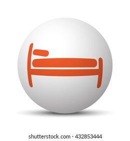 Orange Bed icon on white ball