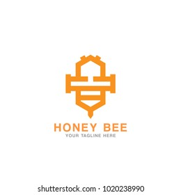 Orange Bee logotype design concept template stylized business logo idea on white background.