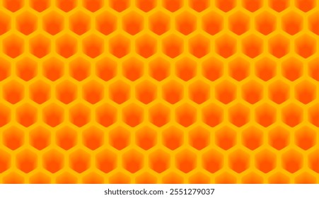 Fondo de colmena naranja. Patrón de células de colmena de abejas. Formas de miel de abeja. Textura hexagonal geométrica de Vector sin costuras. Patrón De Colmena Para Etiqueta De Producto, Anuncio, Papel De Envolver.