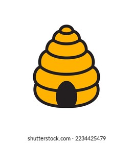 Orange beehive. Wasp nest. Bee house. Simple icon. VEctor illustration isolated on white background
