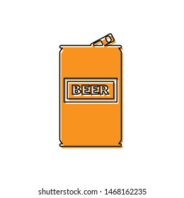 Orange Beer can icon isolated on white background. Vector Illustration