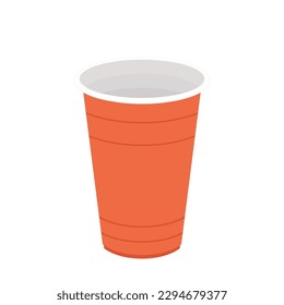 Orange beer cup. Cup vector.  wallpaper. Vector Illustration of Beer Pong shot with Pingpong ball.