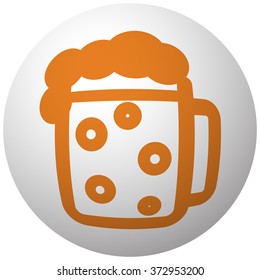 Orange Beer icon on sphere isolated on white background