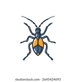 Orange beetle crawls vector art isolated white background