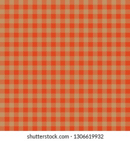 Orange and beige lumberjack seamless pattern background.