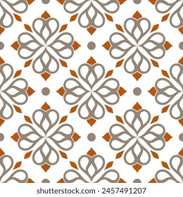 Orange and beige luxury vector seamless pattern. Ornament, Traditional, Ethnic, Arabic, Turkish, Indian motifs. Great for fabric and textile, wallpaper, packaging design or any desired idea.