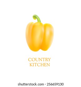 Orange bell pepper isolated over white. Vector illustration.