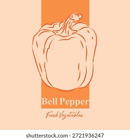 Orangenglockenpaprika Etiketten mit handgezeichnetem Stil, Verpackungsdesign mit Frucht-Icons und Text, minimales und buntes Etikettendesign, Etikettenaufkleber für die Verpackung, editierbare druckfertige Vektorvorlagen-Datei-Illustration herunterladen, Obst und Nüsse Food Label Vorlagen Set. Abstrakte Vektorverpackung Design Layouts Kollektion, Umrisszeichnung Design