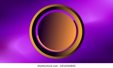 Orange bevel circle frame 3d copy space presentation with purple mesh background