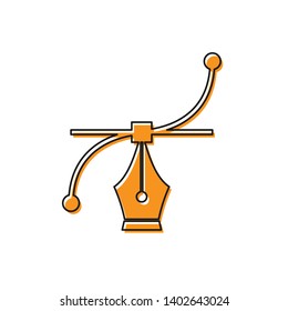 Orange Bezier curve icon isolated on white background. Pen tool icon. Vector Illustration