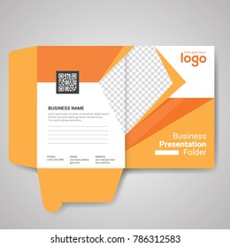 Orange Bi Fold Presentation Folder Design Template