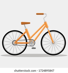 Orangefarbene Fahrradkarikatur als flache Vektorgrafik.