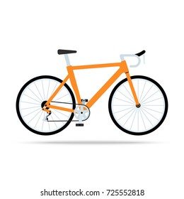 Orange bicycle flat icon. Bike Vector isolated on white background. Flat vector illustration in black. EPS 10