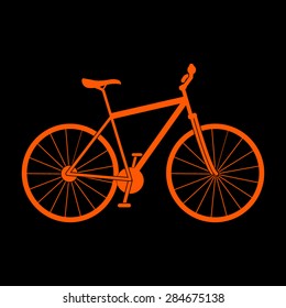 Orange Bicycle icon on a black background
