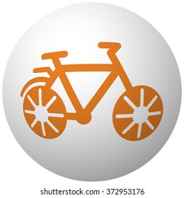 Orange Bicycle icon on sphere isolated on white background