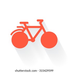 Orange Bicycle symbol with drop shadow on white background