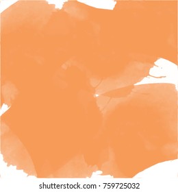 orange big blotch watercolor pattern with transparent borders on white background, vector illustration