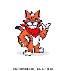 orange big cat using red bandana