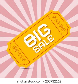 Orange Big Sale Paper Ticket on Pink Background