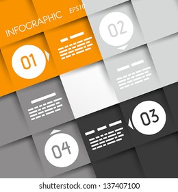 orange big square infographic four options with rings. infographic concept.