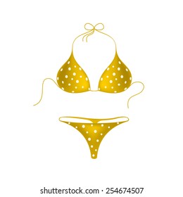 Orange bikini suit with white dots