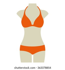 orange Bikini Summer Vector Icon Button