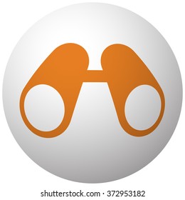 Orange Binoculars icon on sphere isolated on white background
