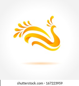 Orange bird. Creative symbol of happiness.
