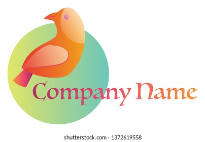 Orange bird on green circle logo vector illustration on a white background