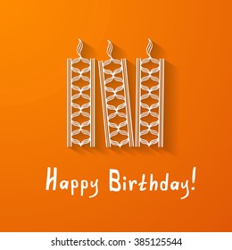 orange birthday card with stylized candles