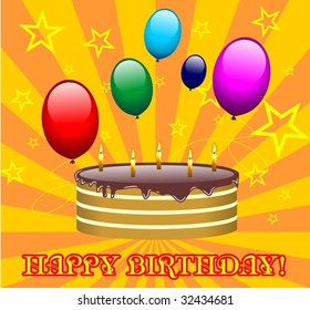 orange birthday card vector