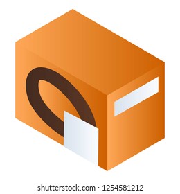 Orange biscuit box icon. Isometric of orange biscuit box vector icon for web design isolated on white background