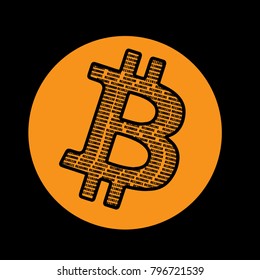 orange Bitcoin logo with binary code sequence vector design
