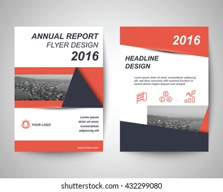 orange and black abstract flyer with city background layout template, brochure background, leaflet with cover, vector design in a4 size for business annual report