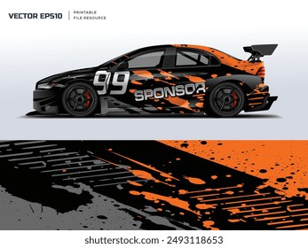 naranja negro abstracto grunge diseño para la librea del envoltorio del coche deportivo, marca de la etiqueta engomada del coche