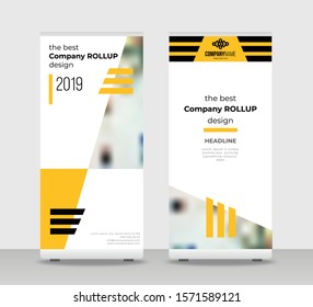 Orange black Abstract Shapes Modern Exhibition Advertising Trend Business Roll Up Banner Stand Poster Brochure flat design template creative concept. Orange black Roll Up EPS. Presentation Cover