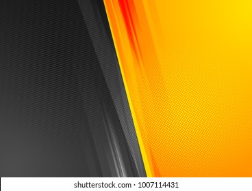 Orange And Black Abstract Tech Grunge Background. Vector Design