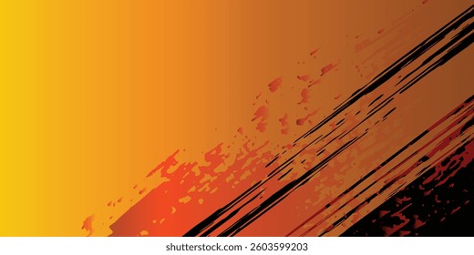 Orange and black abstract tech grunge background. Vector design